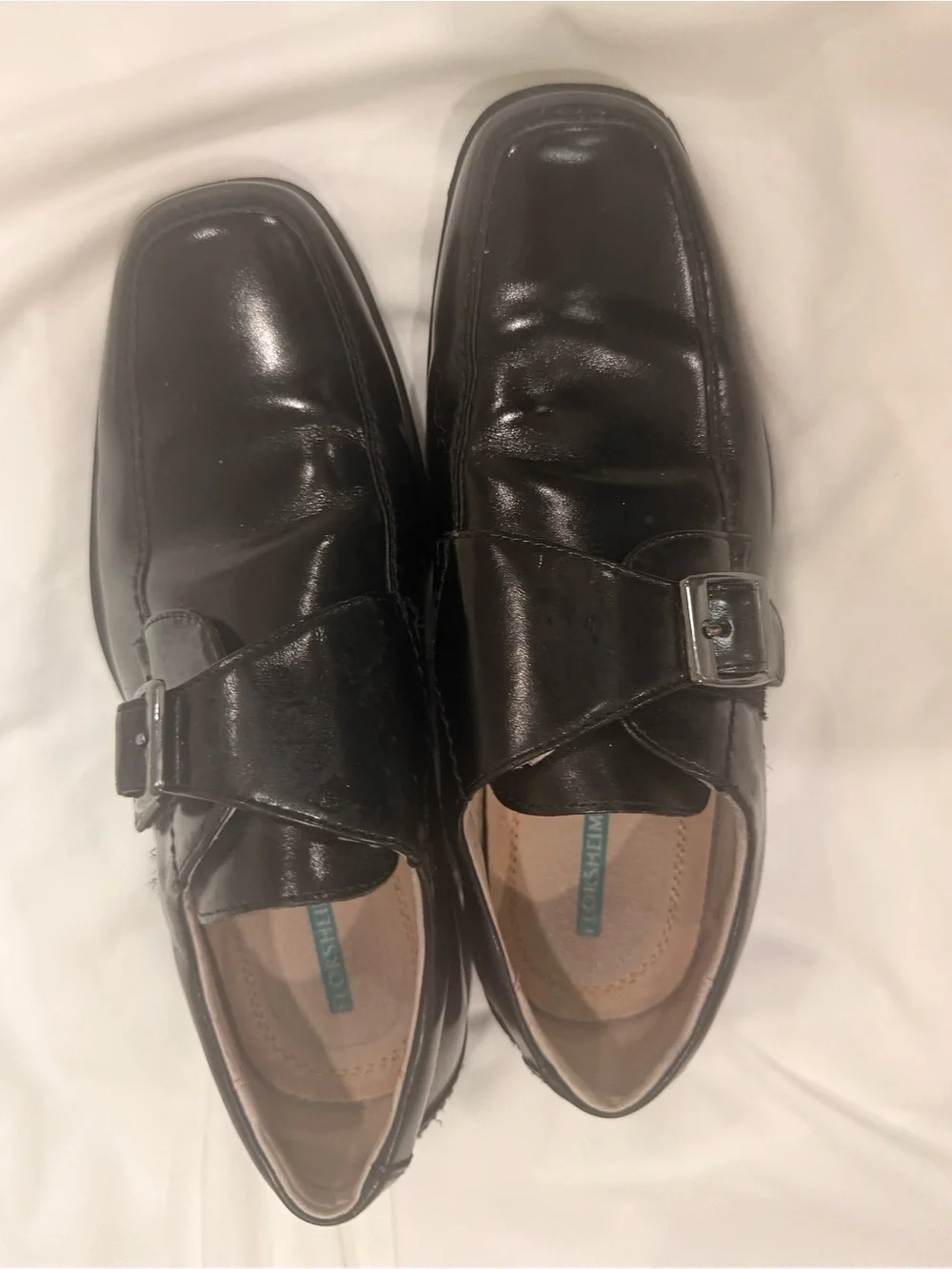 Florsheim Black Leather Boys Slip-On Loafers with Buckle